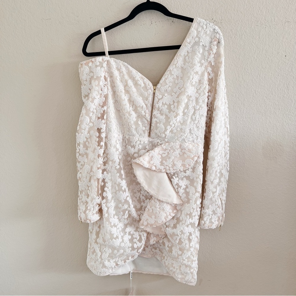 Self-Portrait Textured Cream Off-Shoulder Mini Dress - Picture 4 of 15